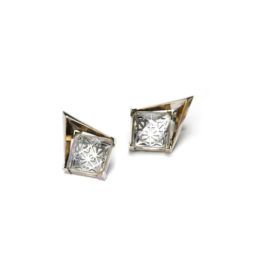 'Entropia' earrings with grid ENTROPIA | OR S CDR-LASBRO GRI TR